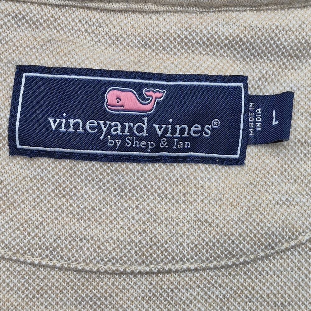Vineyard Vines Sweatshirt Mens L Tan Beige 1/4 Zip Pullover  Textured - Picture 3 of 16